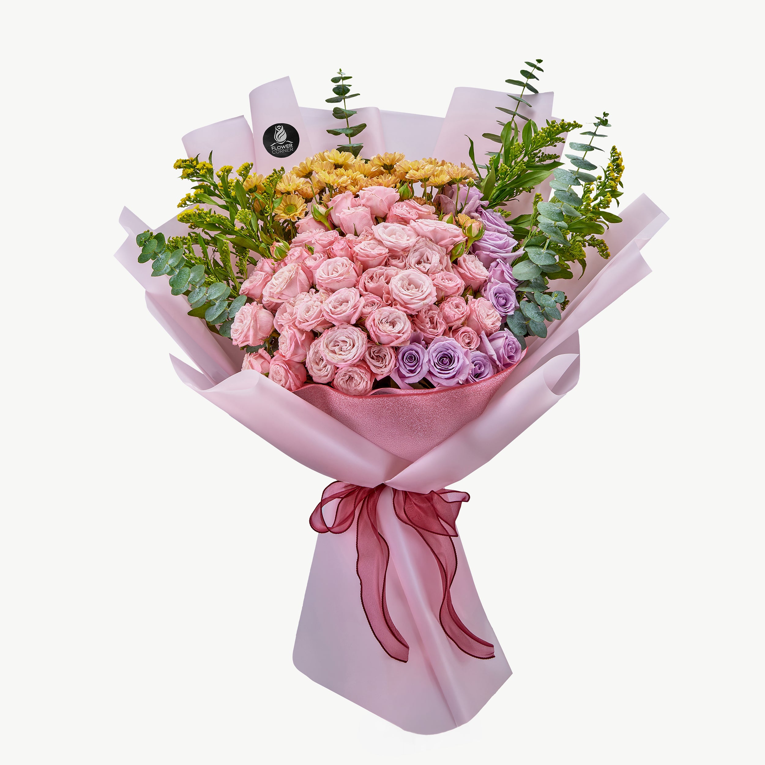 Pink Rose bouquet with fresh pink roses and greenery