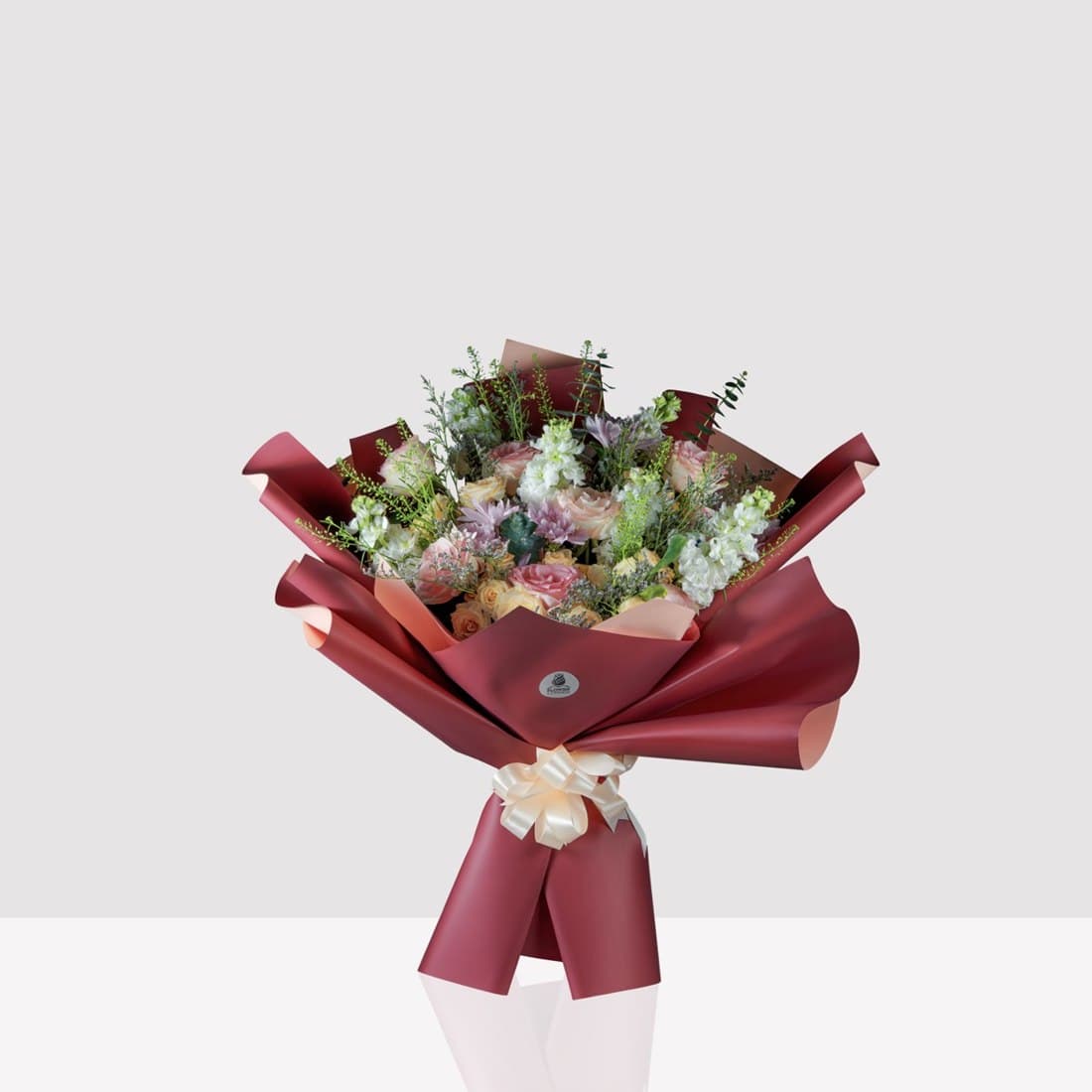 Blush & Lavender Pastel Rose Bouquet