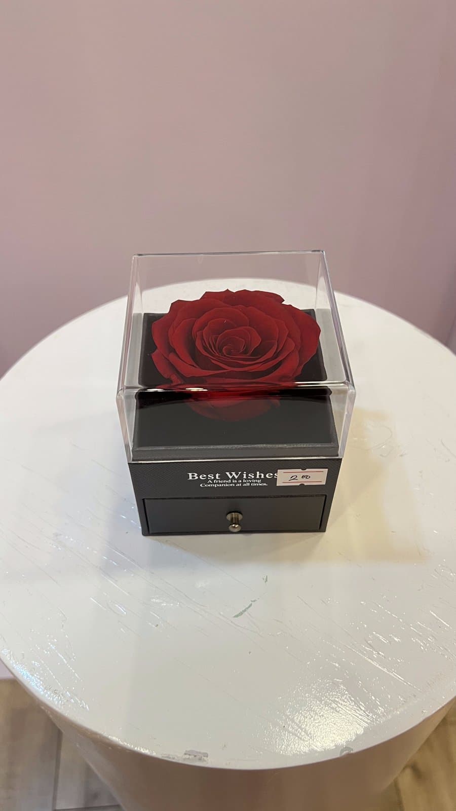 Forever Rose Acrylic Cube — Red Mini