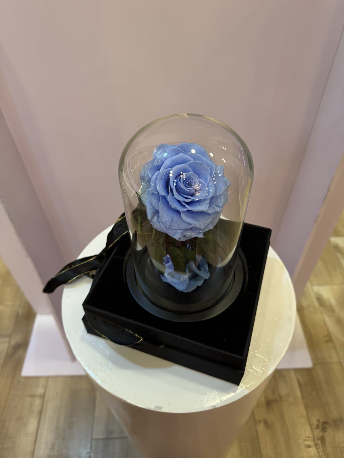 Forever Rose Glass Dome — Ocean Blue