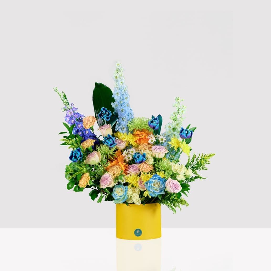 Azure Meadow Blue & Lavender Rose Flower Box