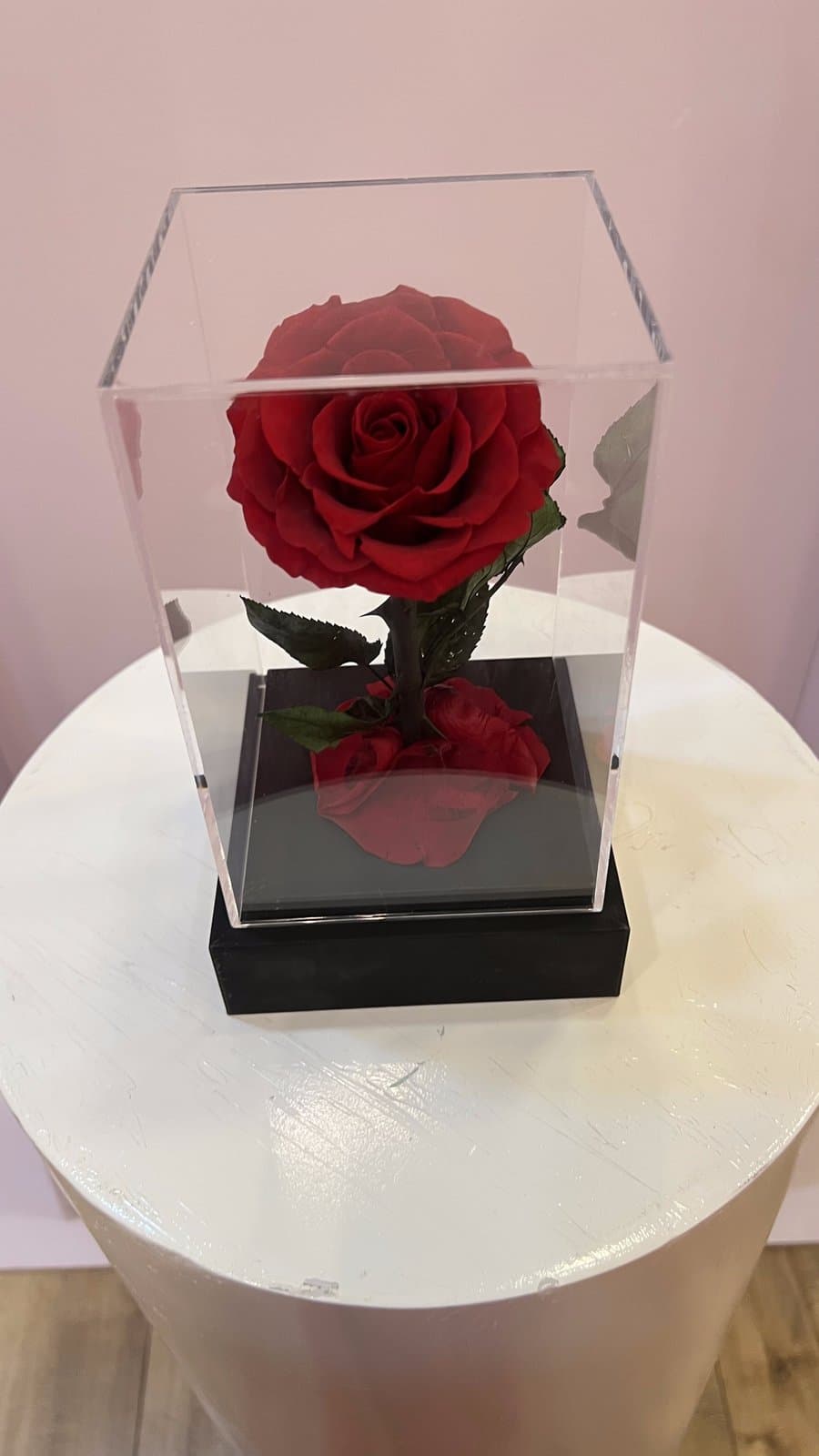 Forever Rose Acrylic Cube — Red