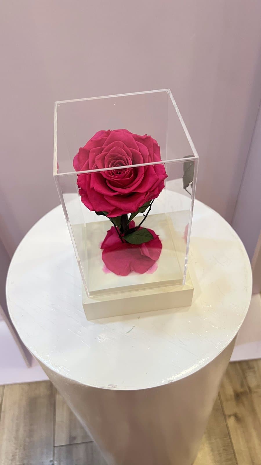 Forever Rose Acrylic Cube — Fuchsia