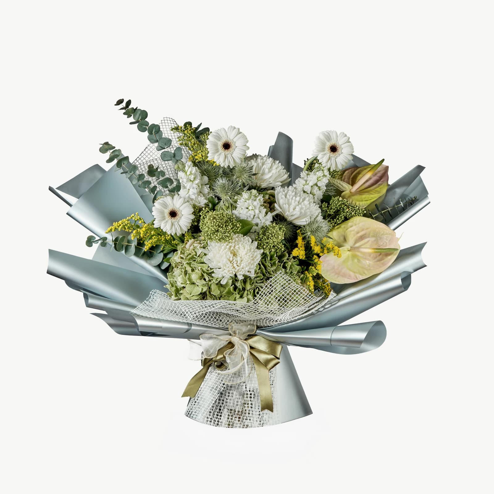 Ivory and green bouquet, view 1