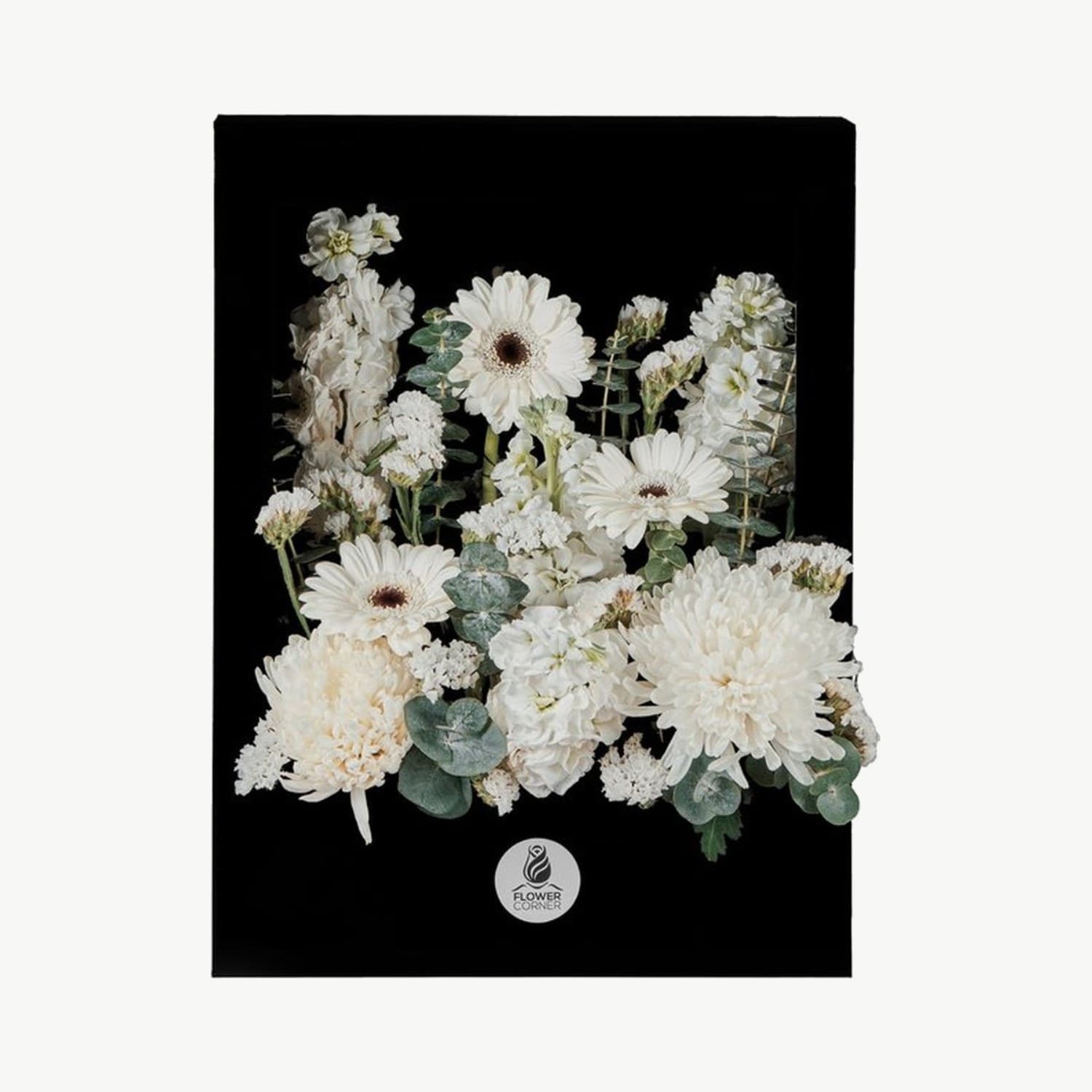 Ivory Gerbera and Chrysanthemum Acrylic Flower Window