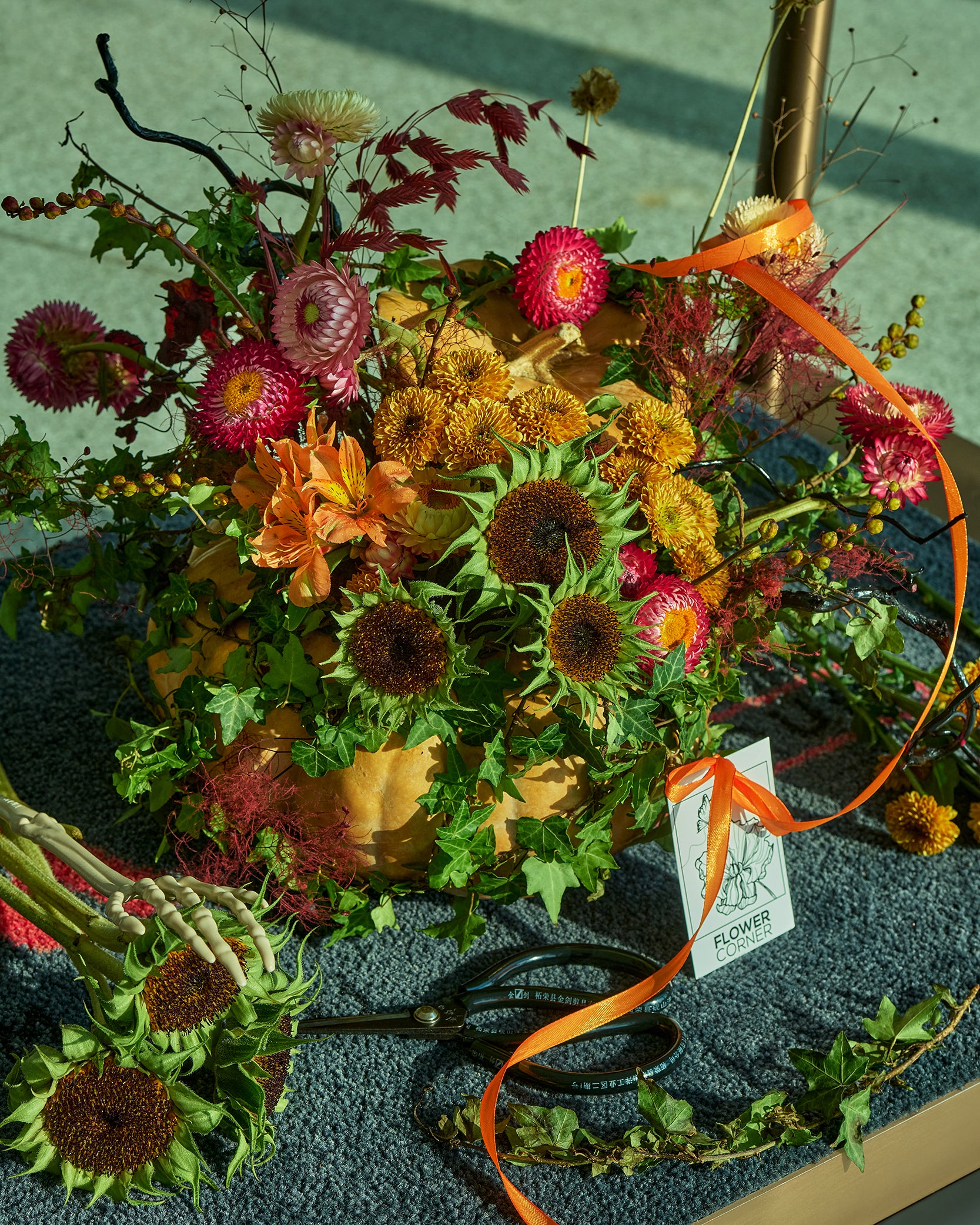 Halloween Floral Workshop Dubai – Pumpkin Flower Arrangement Experience