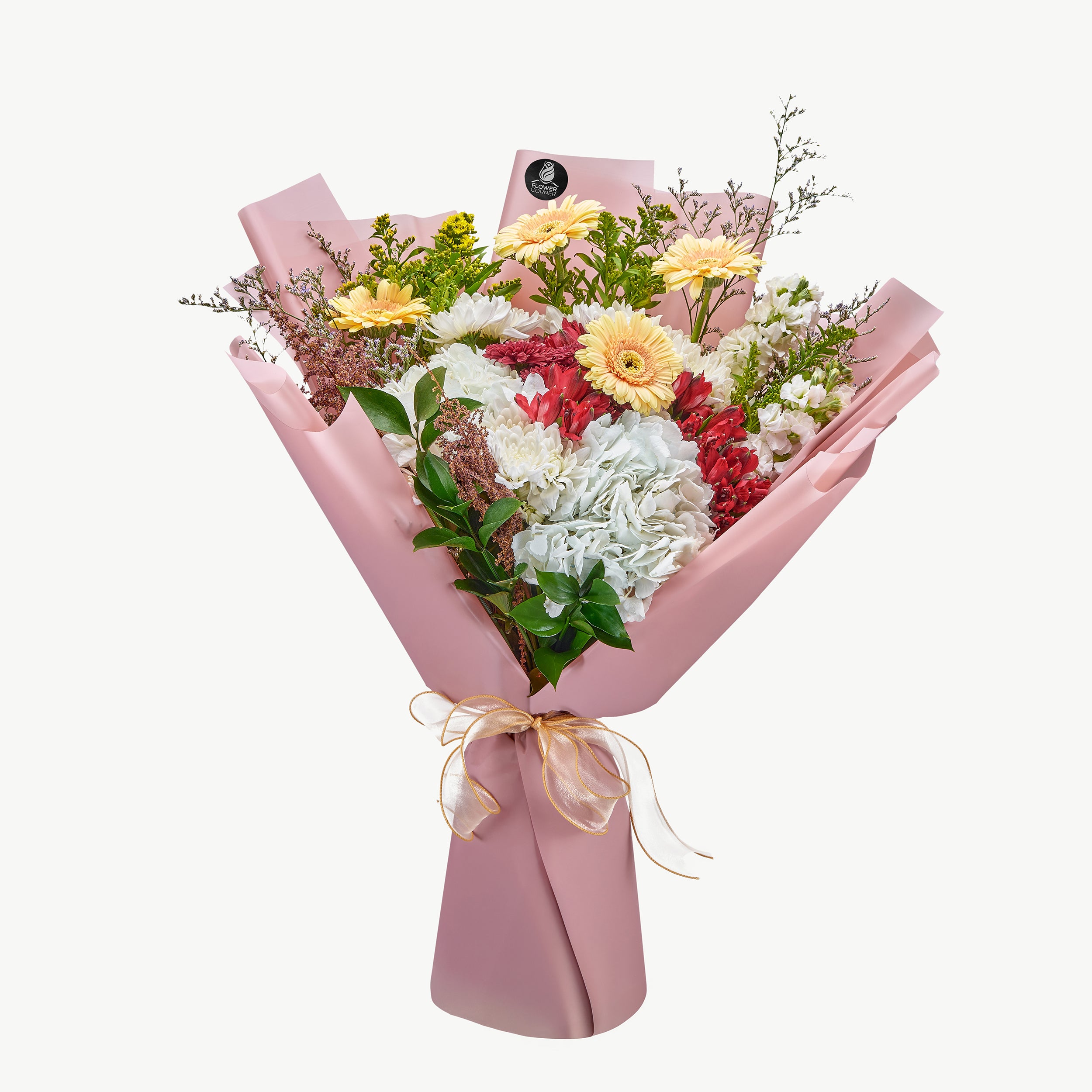 Spring Love bouquet with pastel flowers and fresh greens