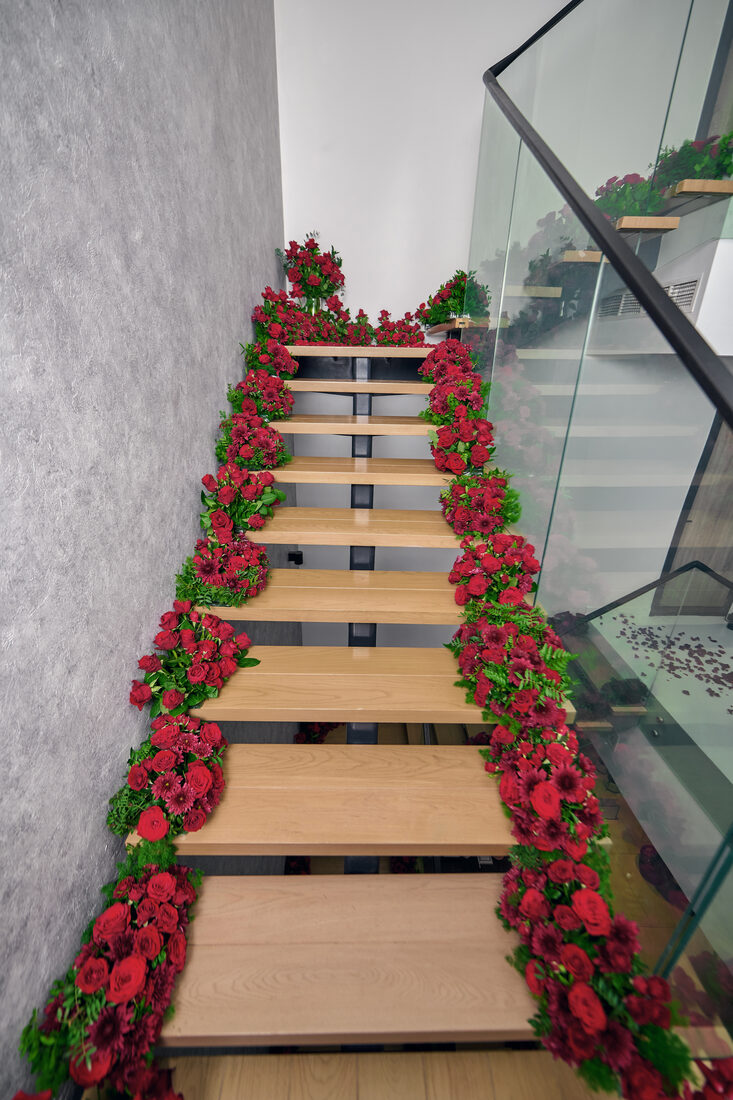 Corporate event floral installation by Flower Corner