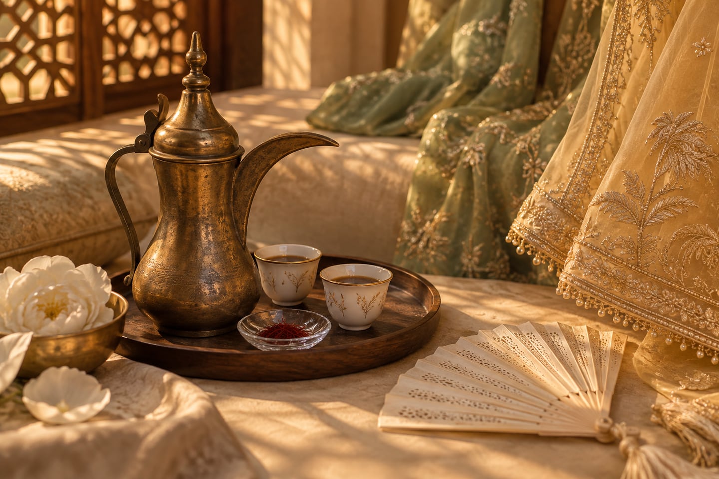 Arabic coffee, saffron and Emirati bridal details